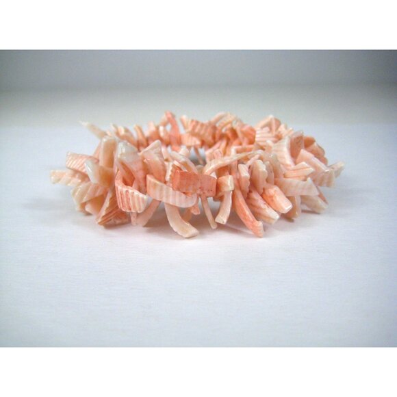 Pink Shell Bracelet Vintage Chunky Beaded Summer Ocean Sea Beach Bangle - Picture 5 of 9